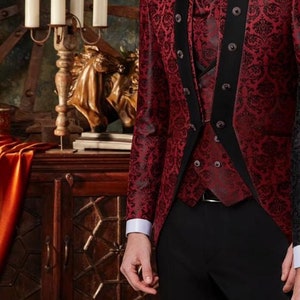 4-Piece Burgundy European Model With Vest, Pants And Tie Model 5165-6