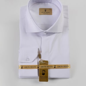 Men&#39;s Hidden Button Tuxedo Shirt-Model 6 White or Black- Made in Turkey Tuxedo Shirt