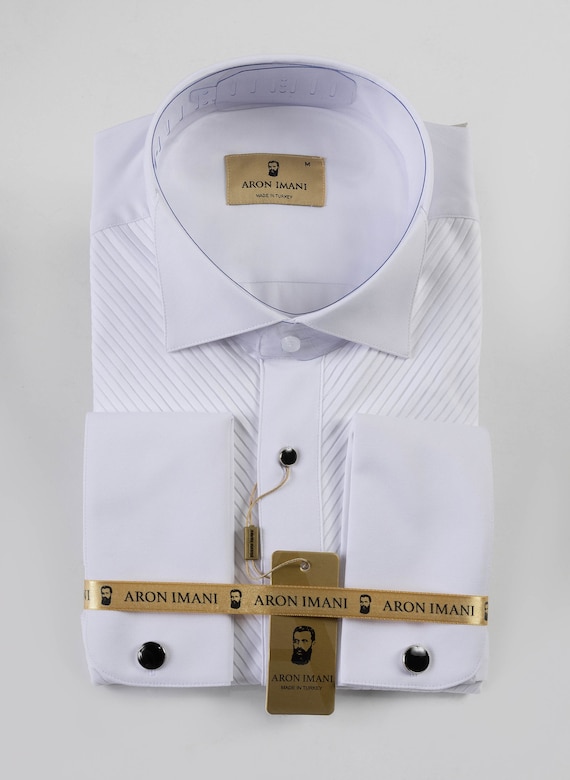 Men's Ruffle Tuxedo Shirt-Model 1 White or Black- Made in Turkey Tuxedo Shirt