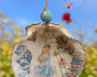 Décoration de coquillage Alice à découper : déco de tea party de chat