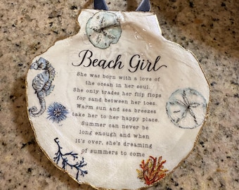 Beach Girl Scallop Hanging Ornament