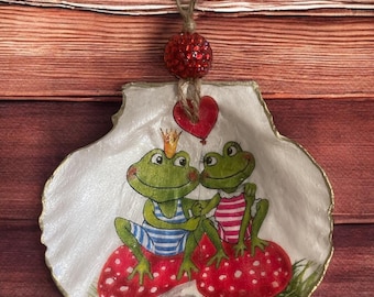 Décoration de coquillage à découper grenouille : décoration rustique de la Saint-Valentin