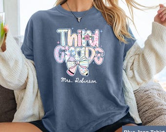 Custom Third Grade Teacher Shirt, Comfort Colors® 3rd Grade Shirt, Personalized Teacher Name Gift, Back To School Tee, Elementary School Bow