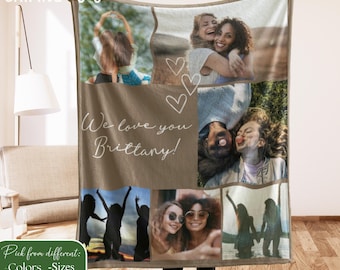 Personalized best friend Photo Blanket Collage, friend Blanket, Picture Blanket With Text, Memorial Blanket, Best Friend Gift