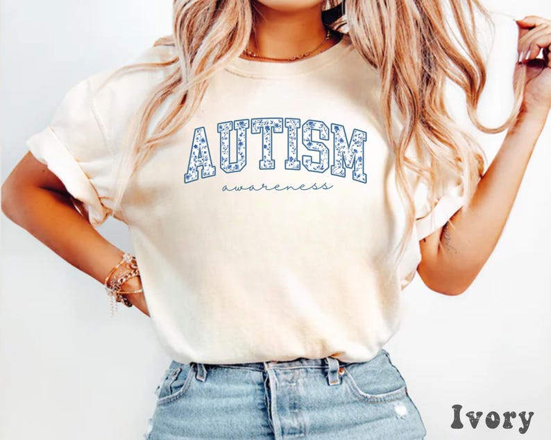 Comfort Colors® Autism Awareness Shirt, SPED Teacher Tshirt, Autism Mom Gift, Blue Toile Neurodiversity Tee, Floral Autism Shirt Inclusion image 2