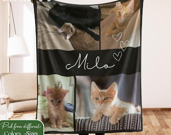 Personalized Cat Photo Blanket, Cat lover gift, Customized Name Photo Blanket, Pet photo blanket, Dog Cat Picture Bedding Blanket With Text