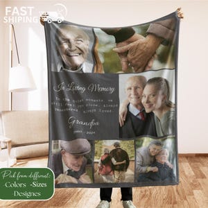 Personalized Memorial Dad Blanket, Memorial Blanket, A Hug From Heaven Blanket, Memorial Custom Photo Blanket,Remembrance Gift,Photo Blanket