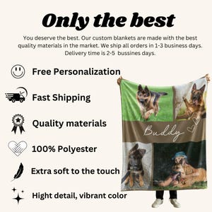 Personalized Dog Photo Blanket Collage, Custom Pet Blanket, Custom Name ...