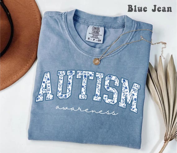 Comfort Colors® Autism Awareness Shirt, SPED Teacher Tshirt, Autism Mom Gift, Blue Toile Neurodiversity Tee, Floral Autism Shirt Inclusion