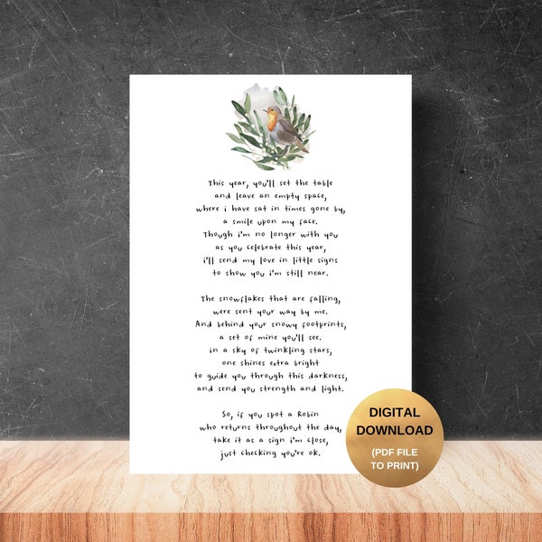 Little Signs – DIGITAL DOWNLOAD - First Christmas without a Loved One Poem, Printable Poem, Poem for Someone Who Has Lost a Loved One