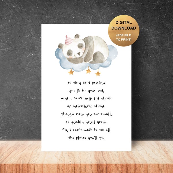 Poem for New Baby - The Places You'll Go - DIGITAL DOWNLOAD - New Baby Gift, New Baby Print, Nursery Print, Gift for New Parents