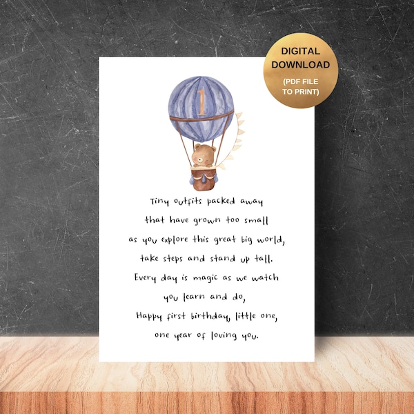 Poem for Baby's First Birthday - One Year of Loving You - DIGITAL DOWNLOAD - Baby's Birthday, First Birthday Gift, First Birthday Print