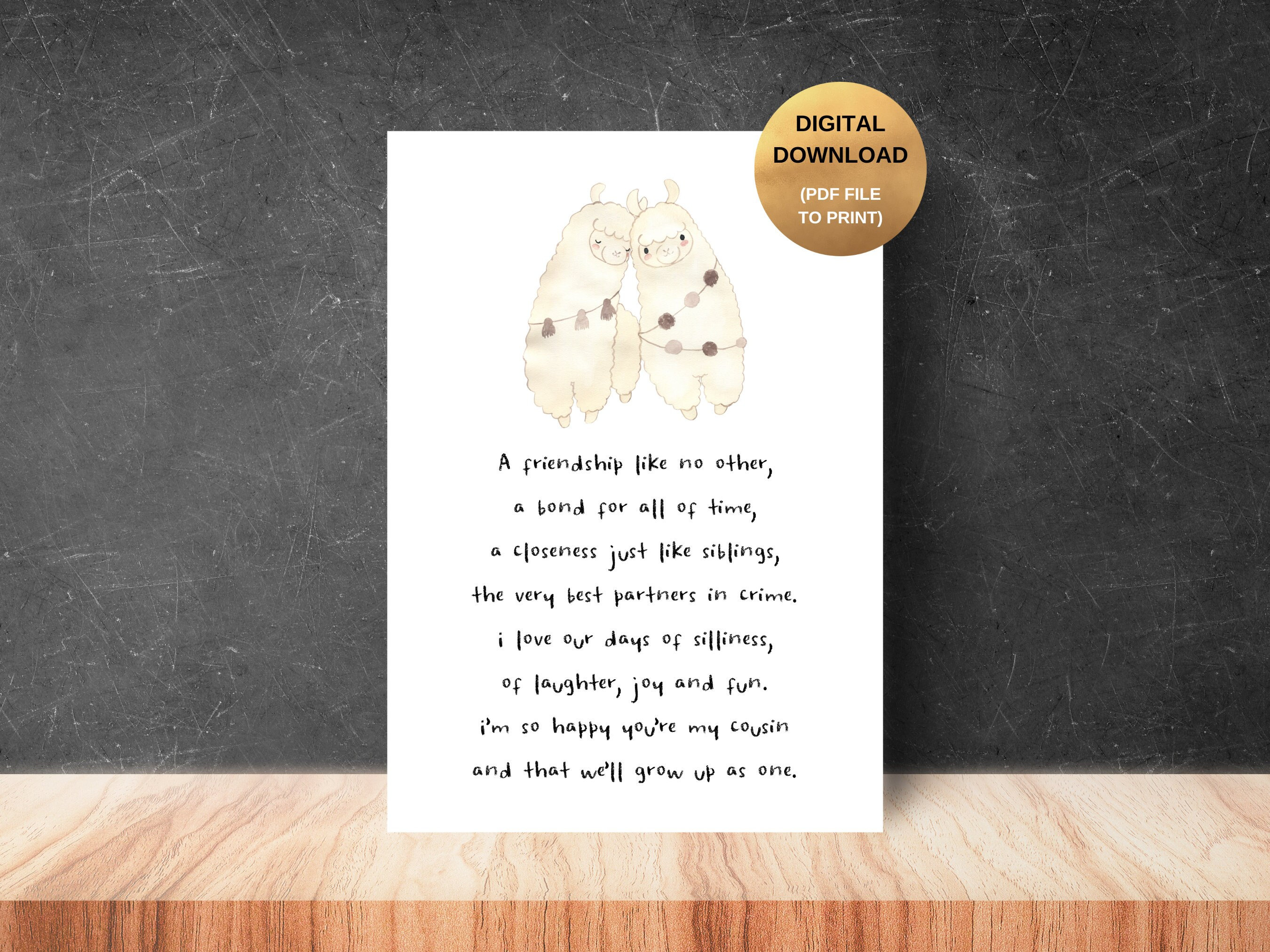 For a Special Cousin - DIGITAL DOWNLOAD - Printable Poem, Poem for ...