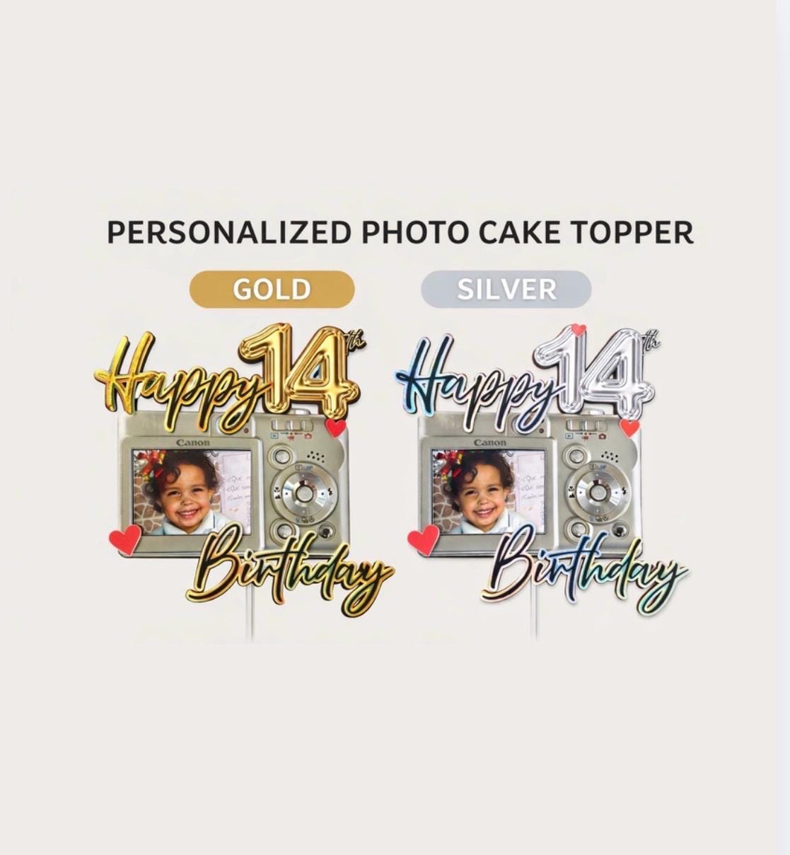 Photo Booth Topper Custom Camera Cake Topper – Personalized Photo Birthday Topper (gold or ...