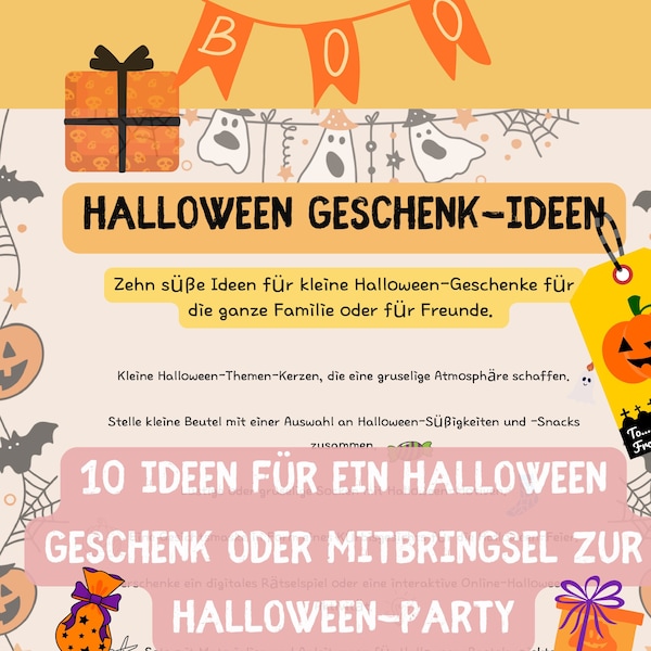 Halloween Geschenk Ideen | Mitbringsel für die Halloween-Party | Halloween Geschenke für die ganze Familie | Liste zum Download