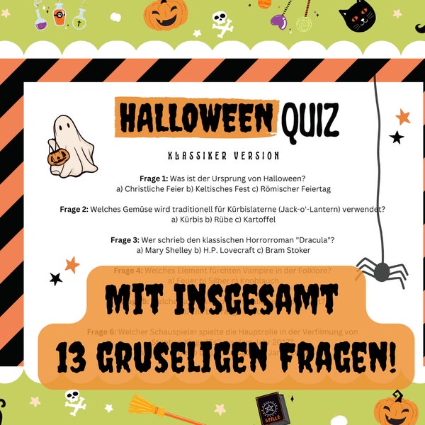Halloween Quiz (Klassiker Edition) mit 13 spannenden Fragen | Grusel-Spaß garantiert