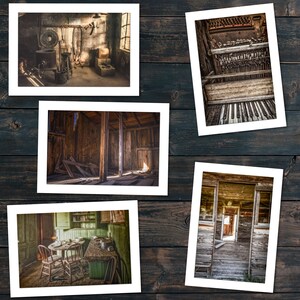 Tarjetas de felicitación fotográficas de diseño de interiores rústicos / Edificios rurales abandonados / Hallazgos de caminos secundarios / Decoración vintage enmarcable 5x7 / Fotos de bodegones