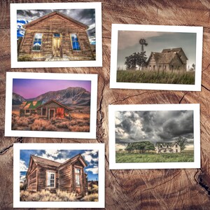 Tarjetas de felicitación fotográficas de casas abandonadas / Casa de campo rústica / Hallazgos de caminos de tierra / Decoración vintage enmarcable 5x7 / Tarjeta de fotografía rural
