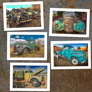 Tarjetas fotográficas de camiones oxidados / Camiones abandonados / Tarjeta de camión antiguo / Camiones oxidados clásicos / Foto de camión vintage / Decoración automotriz enmarcable 5x7