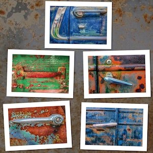 Door Handle Photo Cards | Rusty Antique Detail Photography | Rusted Patina Greeting Cards | Frameable 5x7 Rustic Decor | Grungy Metal Relics