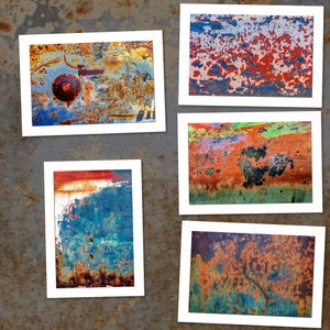 Roestige Patina wenskaarten | Verontruste metalen textuur foto | Antieke rustieke detailfotografie | Inlijstbaar 5x7 garagedecor | Verroeste foto