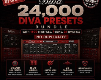 Paquete de 24.000 presets DIVA con 1600 archivos MIDI, 7 skins y 26 archivos de melodías / Sin duplicados