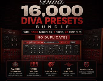 16.000 DIVA-presetsbundel met 1600 MIDI-bestanden, 7 skins, 26 melodiebestanden | Geen duplicaten