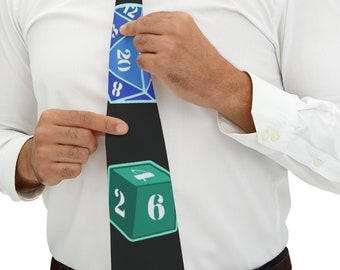 Funny DnD necktie tie for D20 Dungeon and Dragons, DM screen insert, TTRPG tabletop, geeky art prints, nerd theme mugs, dnd accessories dm