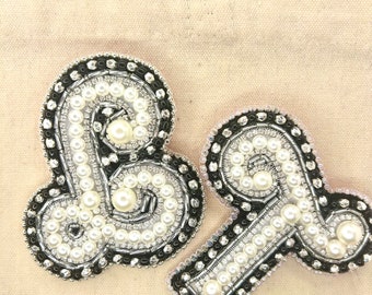 Large Black and Silver Monogram Brooch