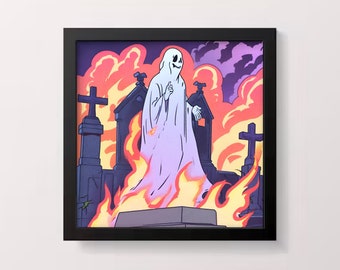 Flaming Ghost Print