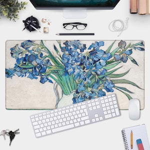 Classic Van Gogh Flowers Desk Mat - Vibrant Springtime Design, Durable and Stylish