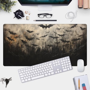 Gothic Bats Desk Mat - Dark, Macabre Gaming Mat for a Spooky Desk Setup