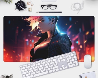 Cyberpunk Babe Mouse Pad - Futuristic Anime Design for Gamers