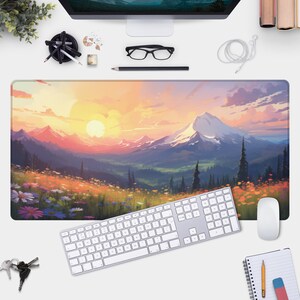 Nature Desk Mat – Mountain Gamer Pad and Mouse Pad for a Scenic Gaming Experience