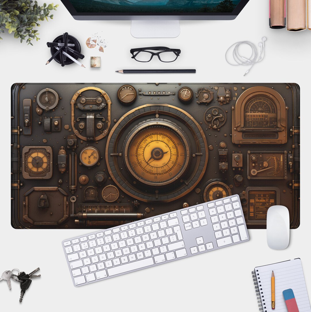 Steampunk Gamer Pad Unique Desk Mat With Victorian Machine Design Etsy