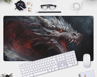 Gothic Dragon Desk Mat: Medieval Horror Mouse Pad XL