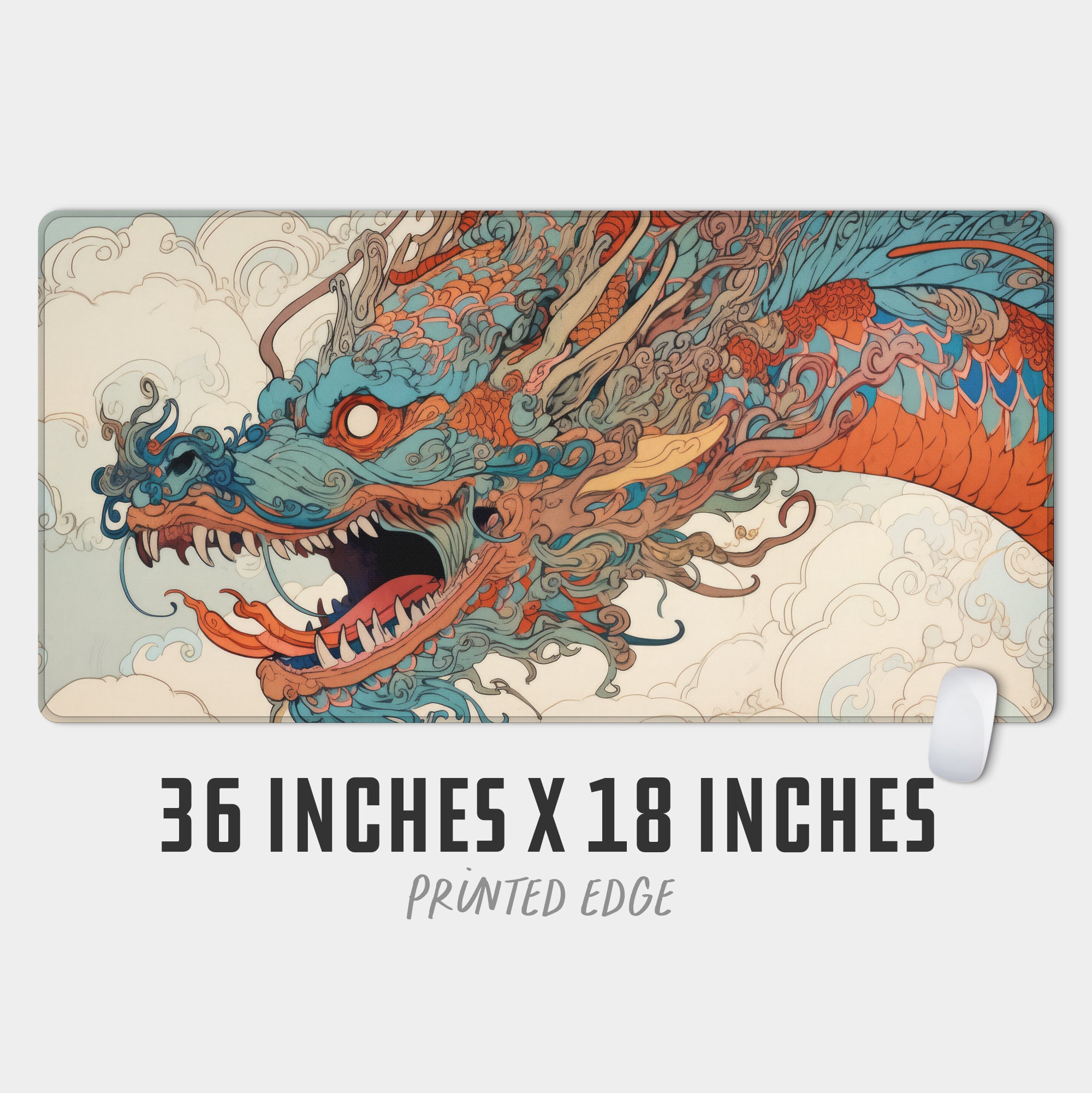 Dragon Ruler Mat Japanese Dragon Desk Mat Classic Dragon Illustration Game Pad - Etsy
