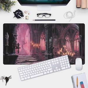 Gothic Cathedral Desk Mat - Large Mouse Pad for Gamers - Hauntingly Beautiful Gothic Vibes