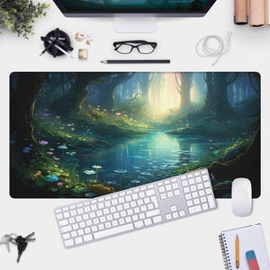 Mystic Forest Mousepad XL - Woodland Mouse Pad for Gaming - Cute Forest Desk Mat Design