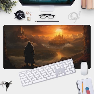Fantasy Desk Mat | Gamer Pad and Mouse Pad with Hero&#39;s Journey Design
