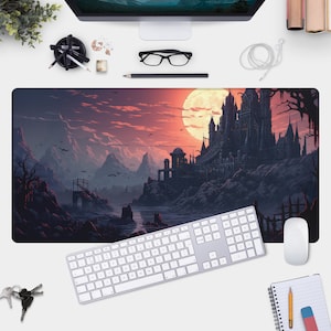 Haunted House Mousepad, Gothic Desk Mat for Spooky Office Atmosphere