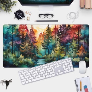 Mystic Forest Gaming Desk Mat - Nature-Inspired, Cute Mouse Pad for Trippy Gaming Experience