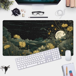 Cottagecore Desk Mat - Podkładka pod myszkę Dark Night & Flower Field Gamer Pad