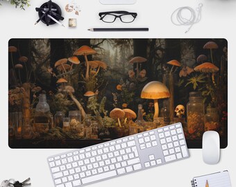 Witchy Desk Mat - Enchanting Table of Potions, Skulls & Mushrooms - Gamer Pad