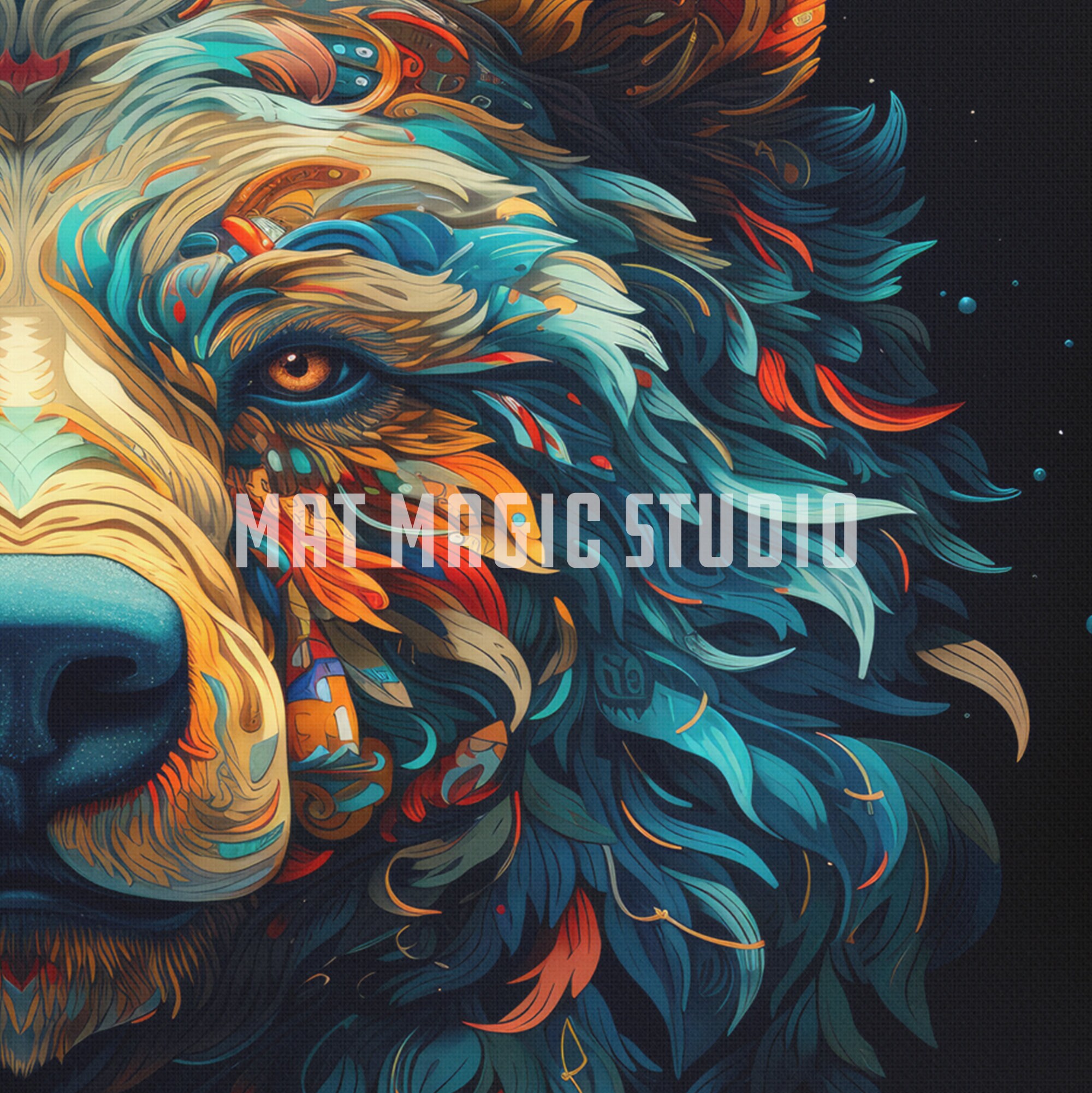 Vibrant Grizzly Bear Desk Mat, Colorful Gaming Mouse Pad, Mythical ...