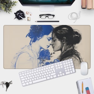 Lesbian Desk Mat - Large Mouse Pad & Gamer Pad with LBGT Art