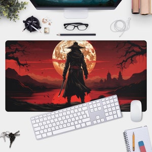 Samurai Gamer Pad - Post-Apocalyptic Japanese Desk Mat for Gaming Enthusiasts