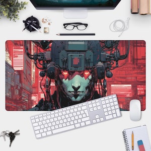 Cyberpunk Desk Mat - Gamer Pad with Matrix Inspired Print - Perfect for Gaming