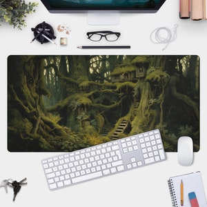 Fantasy Forest Desk Mat - Gaming Mouse Pad for a Magical Nature-themed Setup