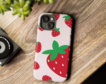 Cute strawberry phone case, aesthetic phone case, cute phone case for girls